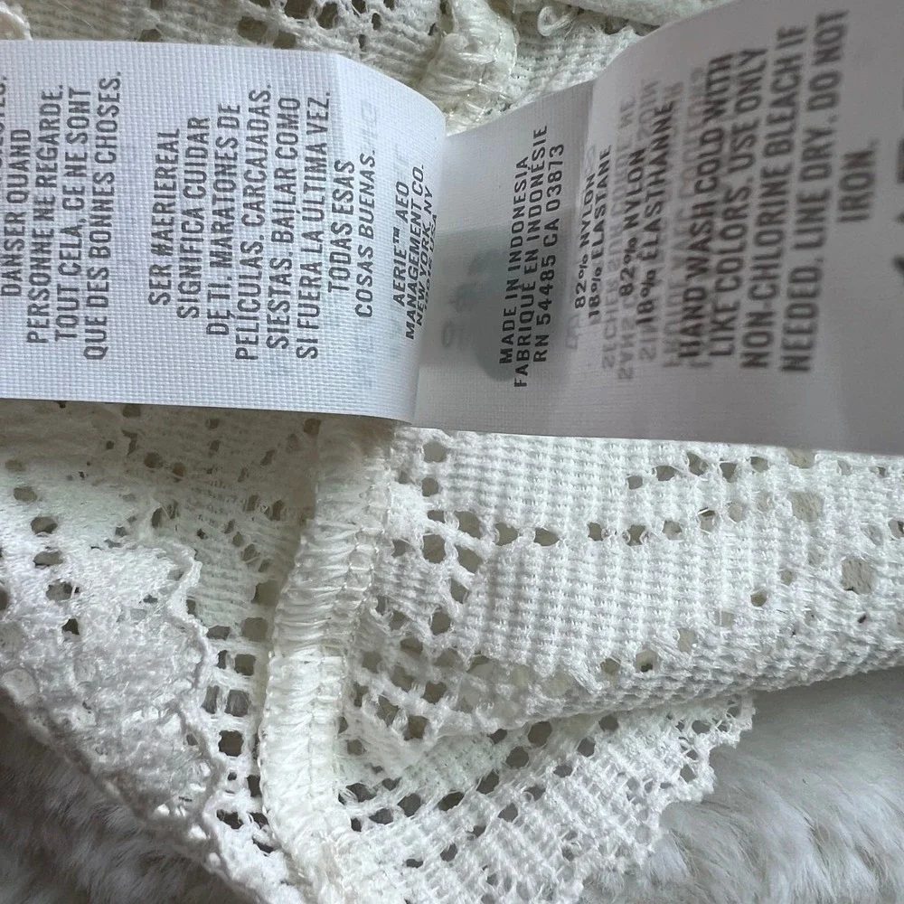 Aerie Women's Cream Floral Lace Longline Bralette Adjustable Straps Size XL NEW